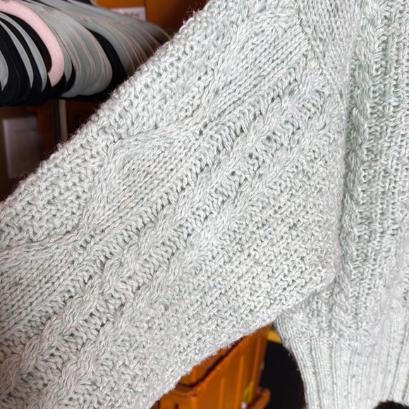 Vintage Liz Sport Cable Knit Button-Up Cropped Sweater Mint Green Size Small - Picture 7 of 10